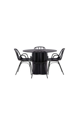 Olivia spisebordssæt bord sort og 4 Dyrön stole sort.