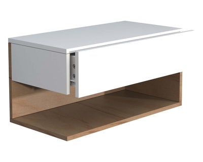 UsalXL60 natbord væghængt 1 skuffe 1 hylde hvid, egetræ dekor.