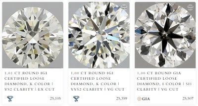 Løse diamanter udvalg på 150.000 stk. i alle slibninger Pris fra 990,-kr