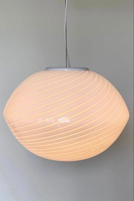 D:40 cm Vintage Murano hvid swirl pendel loftlampe lampe