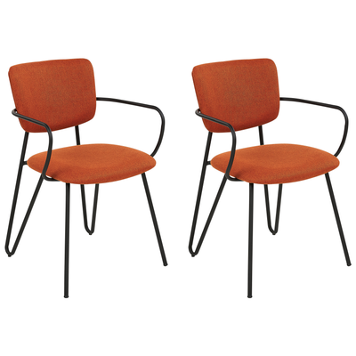 Sæt med 2 spisebordsstole i stof orange ELKO