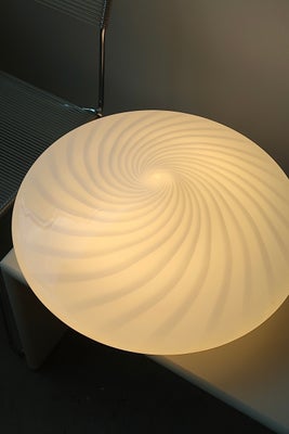 2x D:50 cm stor vintage Murano hvid swirl plafond loftlampe 